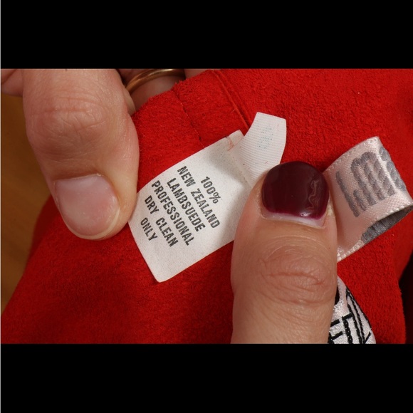 Vintage 1970s I. Magnin Firenze Red Lamb Suede Mockneck Sheath Cocktail Dress - Picture 10 of 10